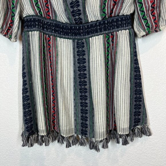 Alice and Olivia Mini Dress Boho Embroidered Tassels 4 - Picture 5 of 11